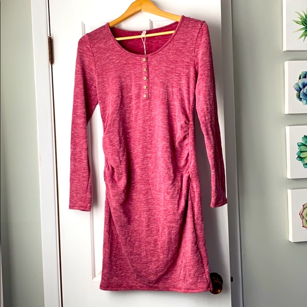 Casual long sleeve maternity ruched dress